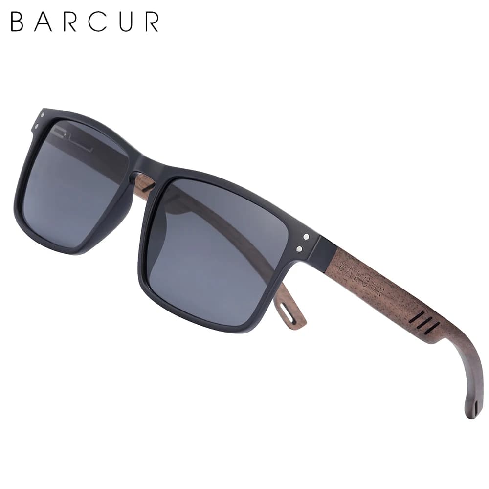 BARCUR hommes lunettes de soleil pour hommes marque concepteur naturel noyer bois lunettes de soleil