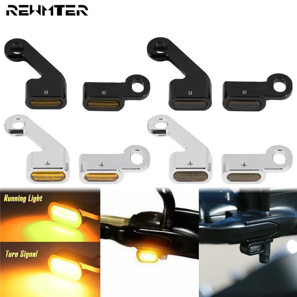 Mini clignotants LED pour motos, lumière ambre avec poignée E Mark, lampe pour Harley Softail Tourin