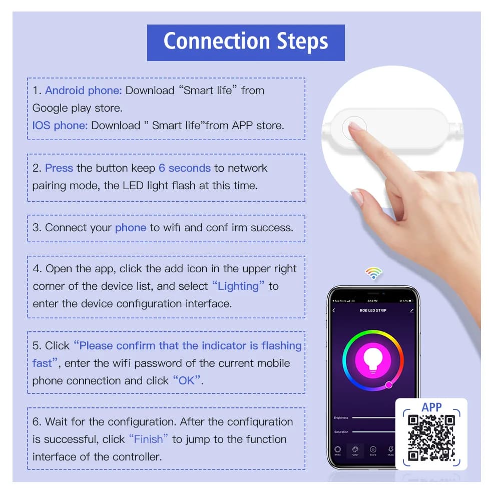 Tuya Smart Life APP 5V-24V WiFi 3 broches 4 broches RGB LED bande lumineuse télécommande sans fil ma