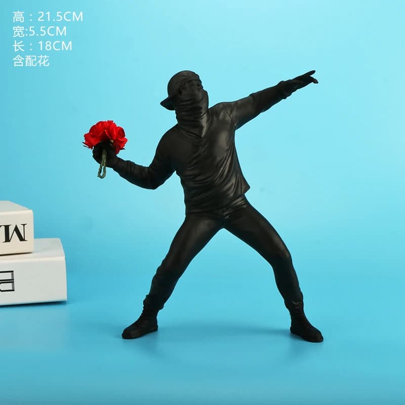 Statues en résine, Sculptures, lanceur de fleurs Banksy, bombardier, accessoires de décoration pour 