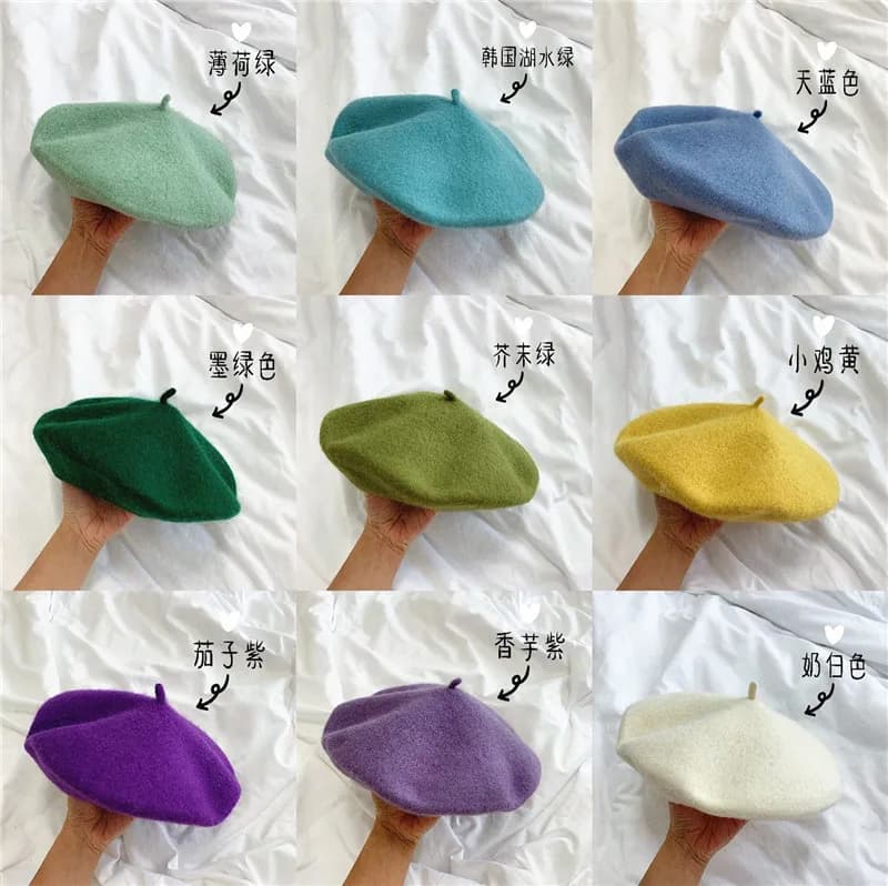 Béret en laine pour adulte, chapeau d'artiste, épais et chaud, style citrouille française