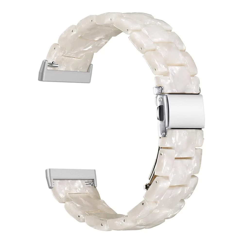 Bracelet en Résine Blanche pour Fitbit Versa 3 4, Accessoire observateur avec Structure en Métal pou