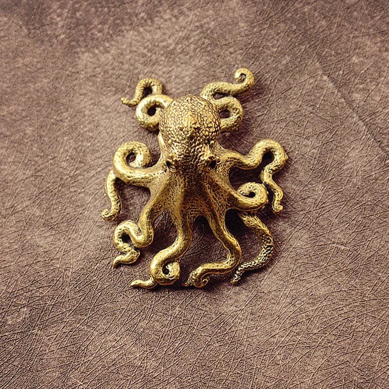 Petite Statue de poulpe en métal et laiton, ornement de Table pour animaux de compagnie, accessoires