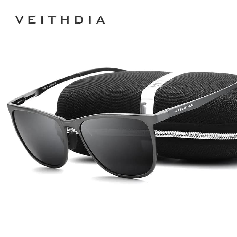 VEITHDIA Rétro En Aluminium De Magnésium de Marque Hommes Lunettes De Soleil Polarisées Objectif Vin