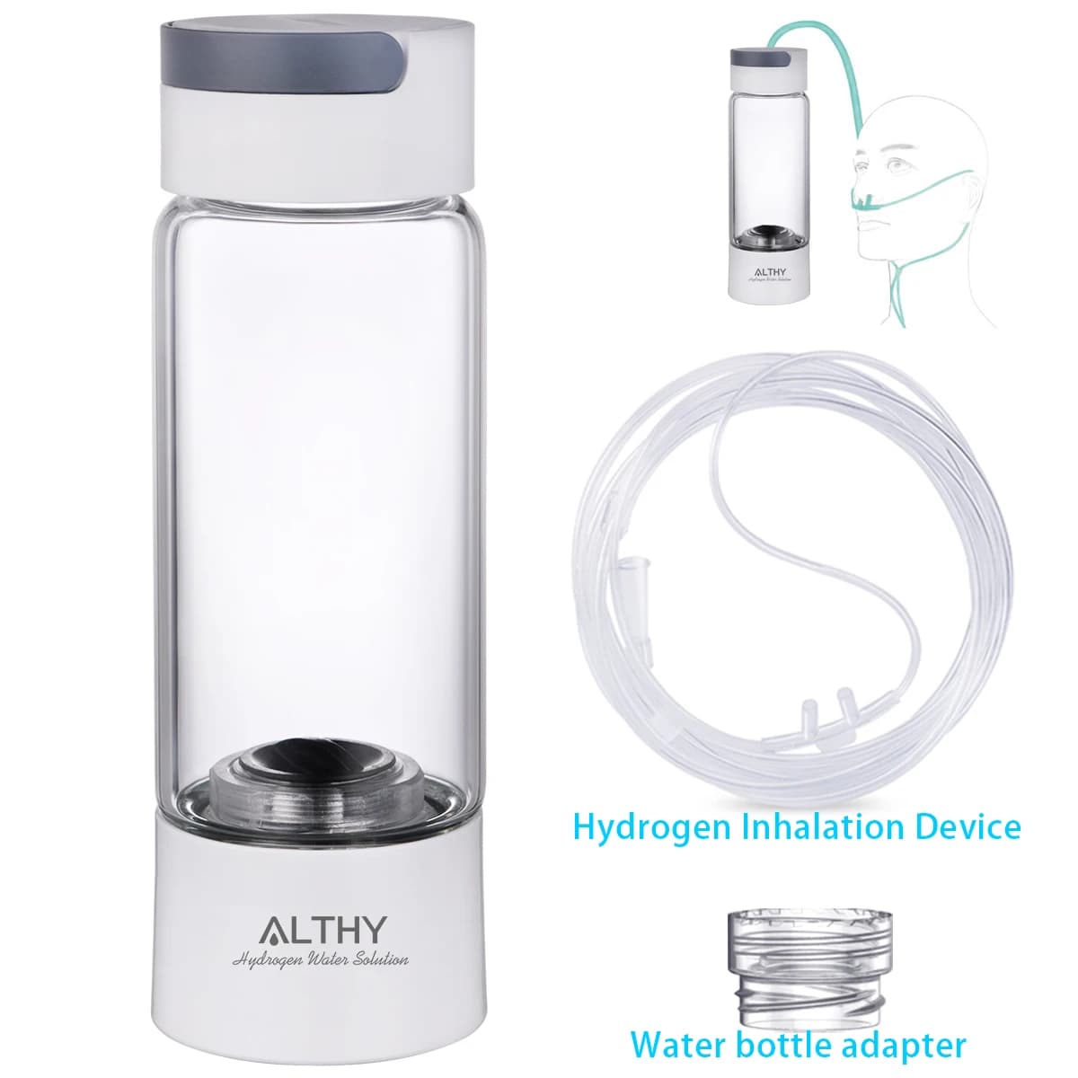 ALTHY-Bouteille de générateur d'eau à l'hydrogène Johanna, corps de Chi en verre, fabricant de chamb