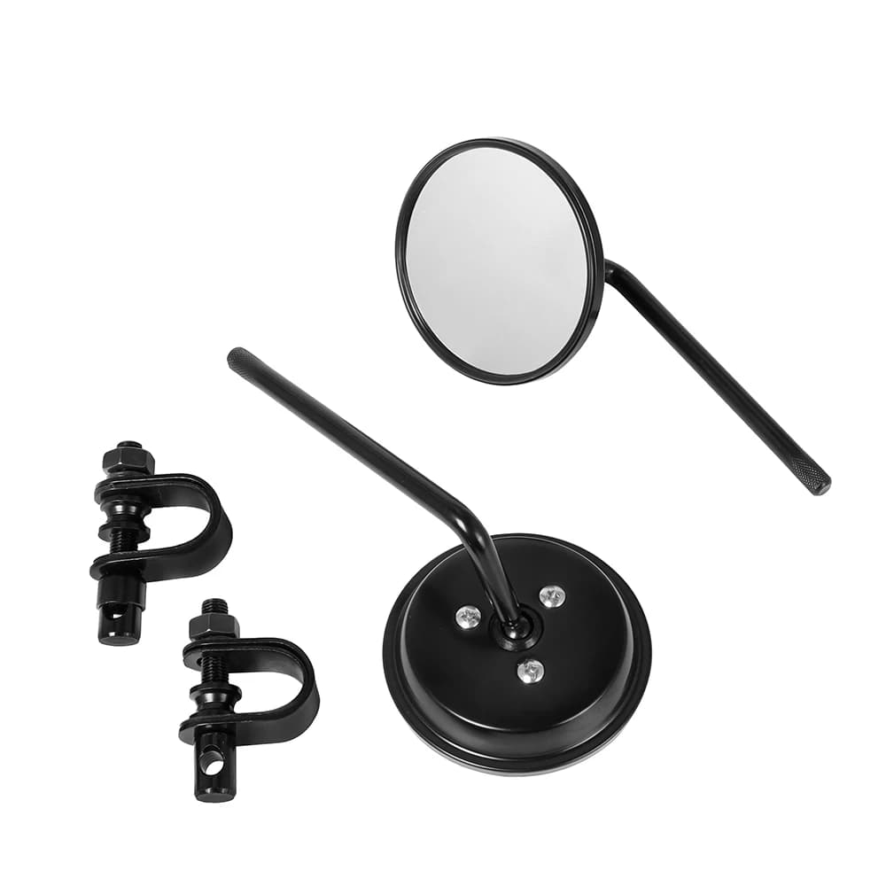 Paire de rétroviseurs de guidon de moto ronds convexes à clipser 22-25mm noir rétro pour Harley Hond