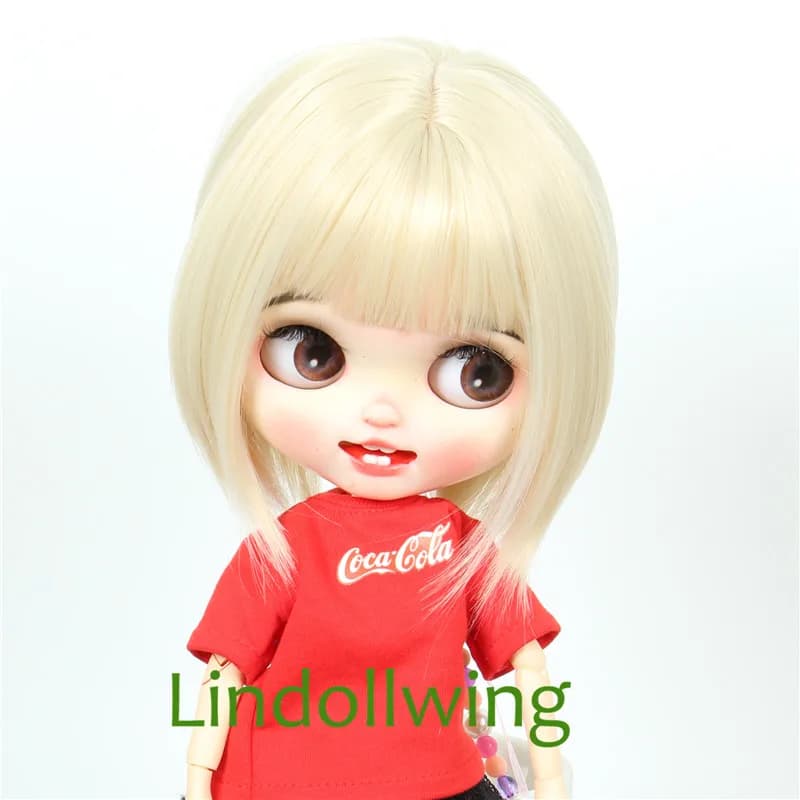 Perruque Blyth Qbaby Amydoll de 9 à 10 pouces, cheveux courts et raides, collection