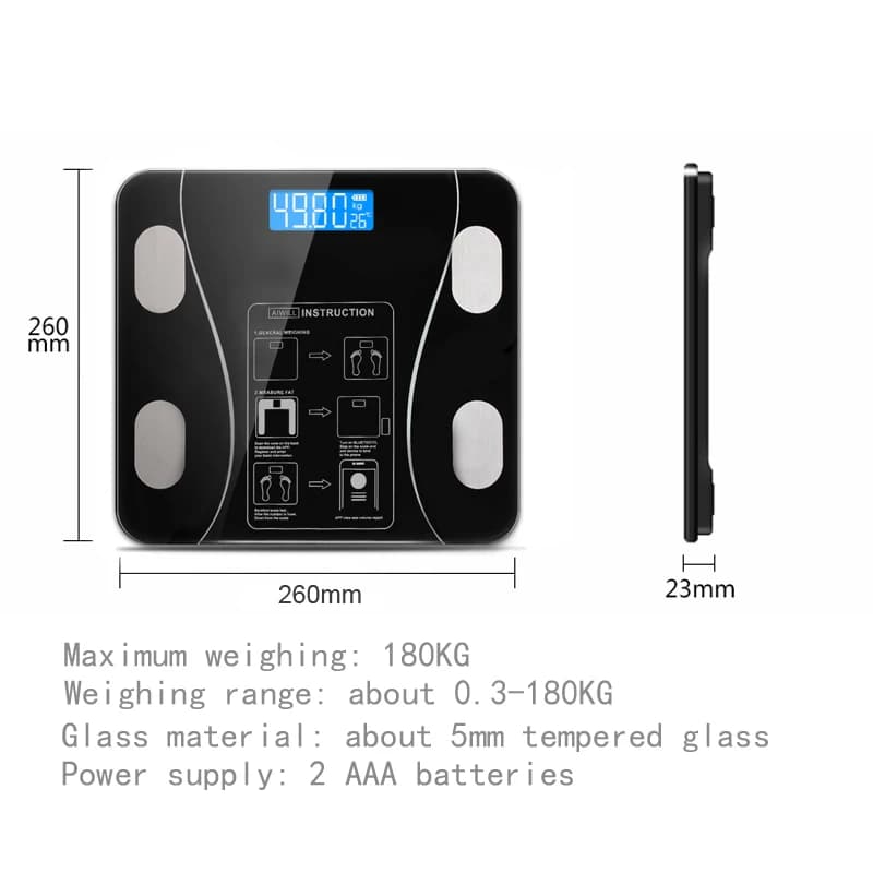 Balance HOBlack de précision, analyseur de composition IMC électronique intelligent, compatible Blue