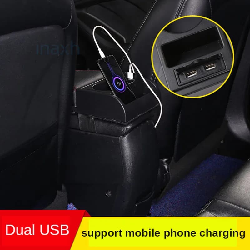 Accoudoir de voiture avec porte-gobelet, boîte de rangement universelle, support de coude de bras, c