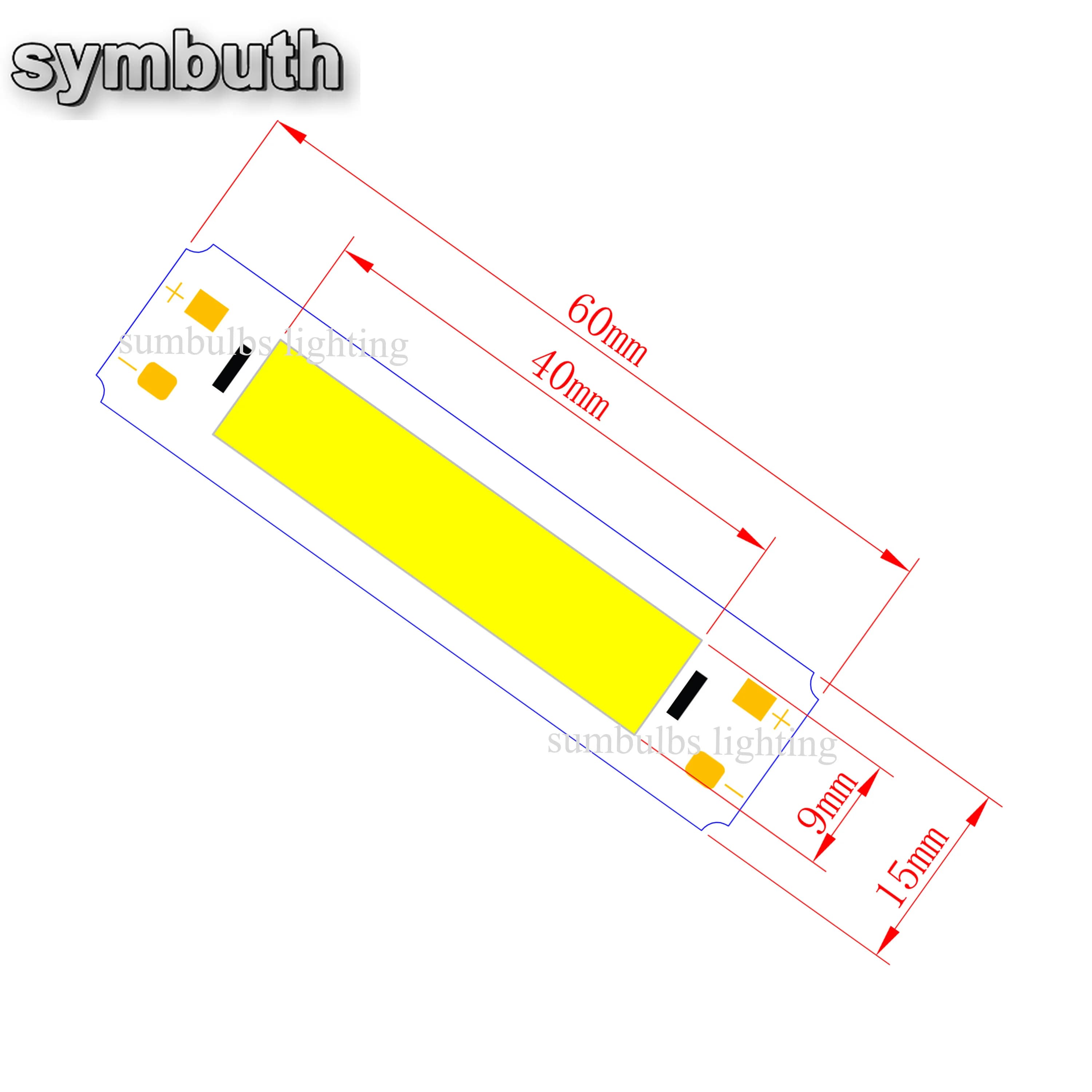 Ampoule Led Cob d'entrée 5V Source de bande lumineuse pour bricolage USB Led éclairage 2W 60x15mm 6c
