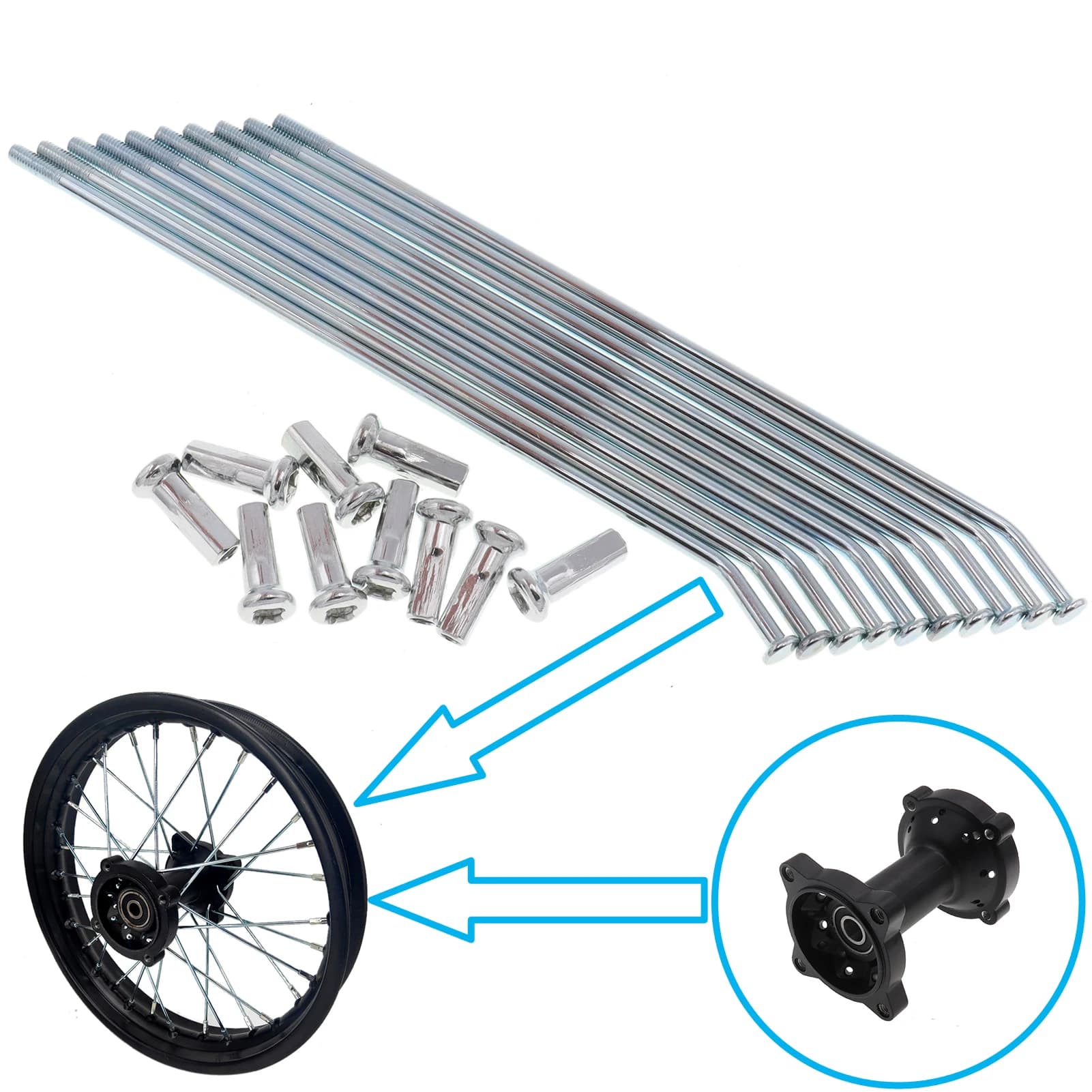 10 pièces/ensemble 10 "12" 14 "16" 17 "19" rayons de roue de moyeu de jante avant ou arrière pour XR