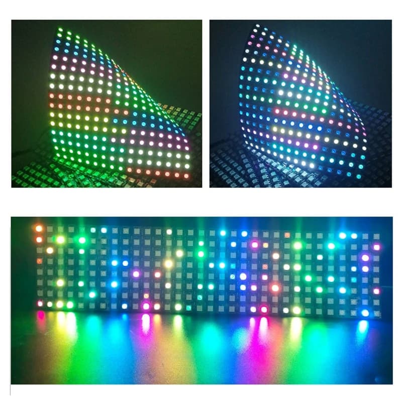1 ~ 2 pièces WS2812B 8X8 8x32 16x16 Pixel panneau écran matriciel Flexible WS2812 IC RGB 5050 SMD Mo