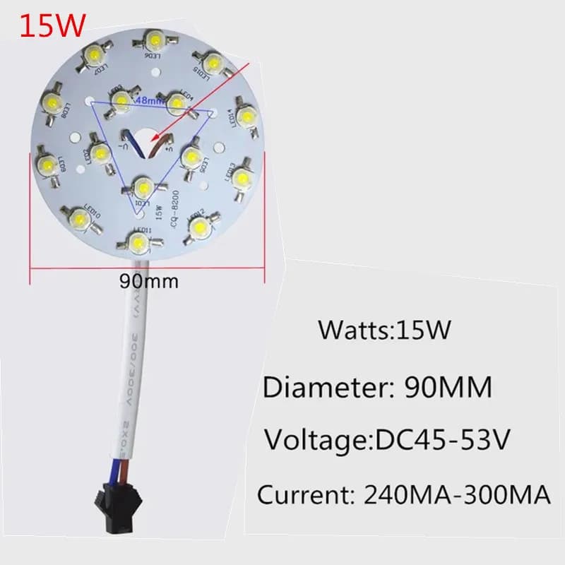 LED haute puissance lampe perles lumière PCB 35mli puce 3W 5W 7W 9W 12W 15W 18W 23mm 32mm 50mm 90mm 