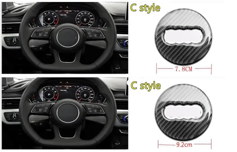 Autocollant de Logo de volant de voiture en Fiber de carbone, couverture de cadre pour Audi A1 A3 A4