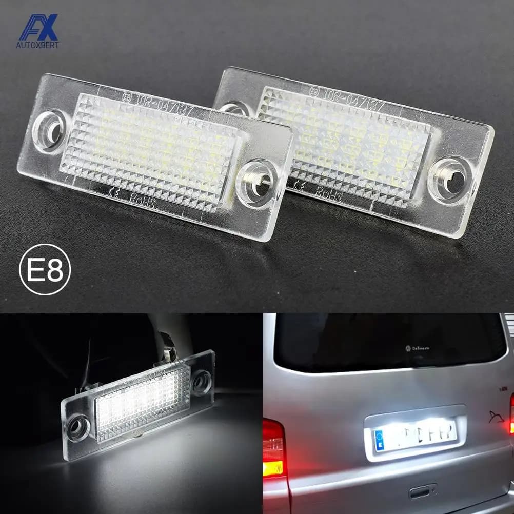 Lampe LED blanche Canbus pour plaque d'immatriculation, 2 pièces, pour VW TRANSPORTER T5 CADDY TOURA
