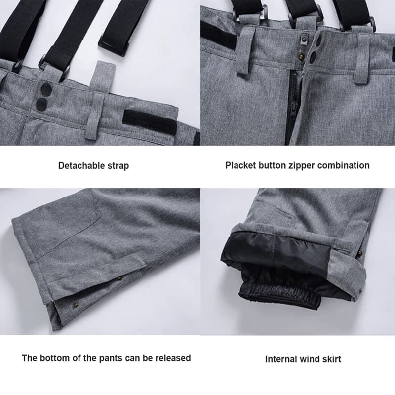 Haute qualité hommes femmes hiver épais chaud pantalons de ski coupe-vent imperméable à bretelles pa