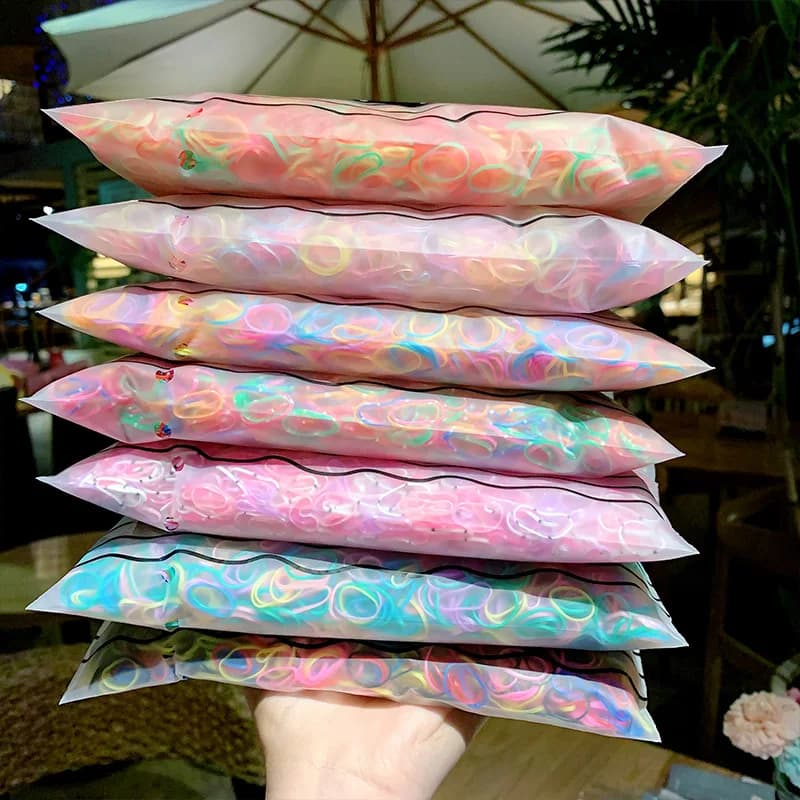 1000 pièces/paquet filles colorées petites bandes de caoutchouc jetables gomme pour élastique pour q