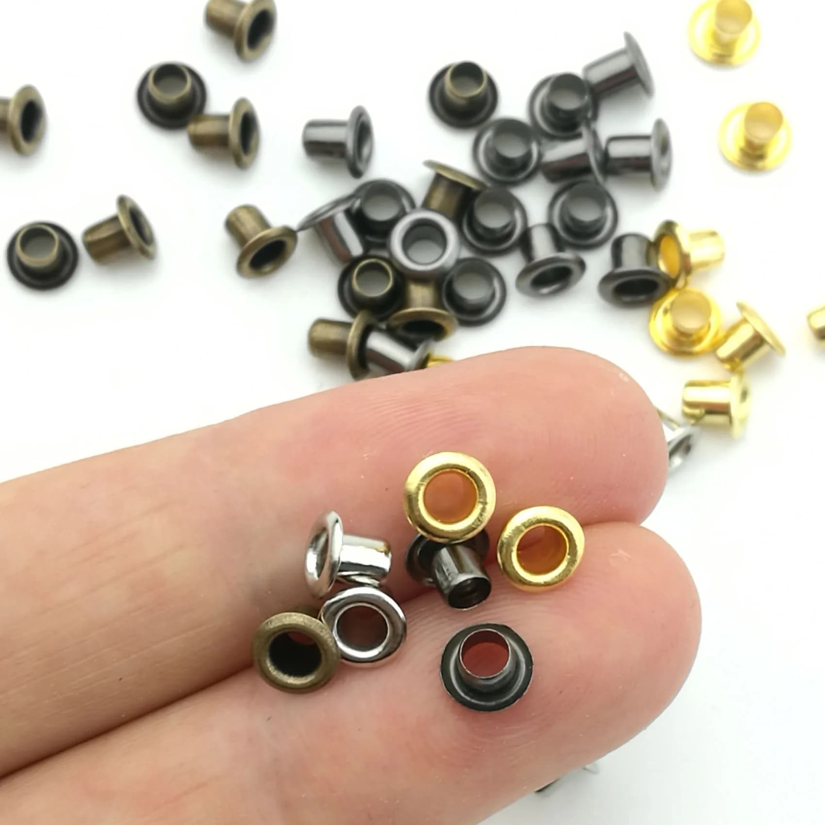 Rivets creux en laiton 1.0/1.5/2/2.5mm, avec trous de plaque suspendue, mini œillets, petit œillet e
