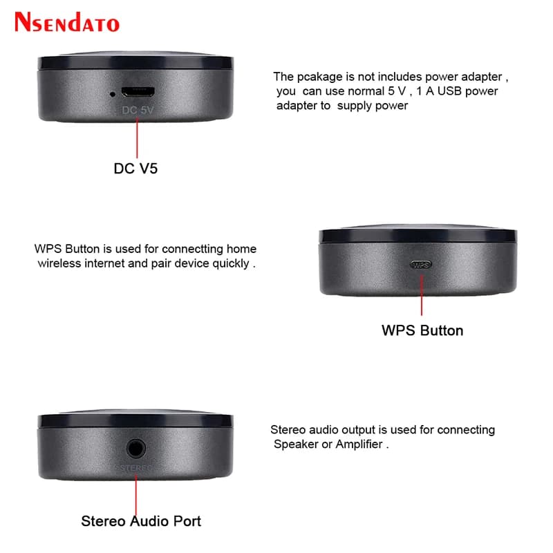 M5 AudioCast pour Airplay musique sans fil haut-parleur récepteur 2.4G WIFI Hifi musique pour DLNA A