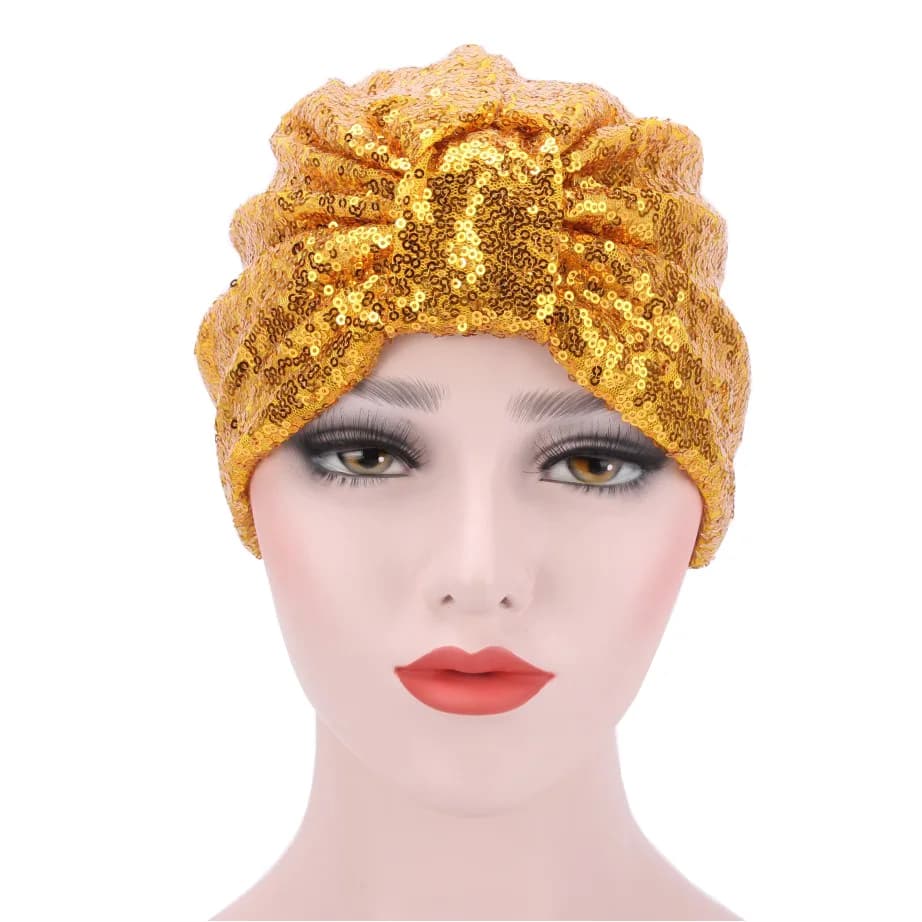 Turban Africain à Paillettes pour Femme, Écharpe, Bonnet, Hijab Islamique, Mode Musulmane, 2021