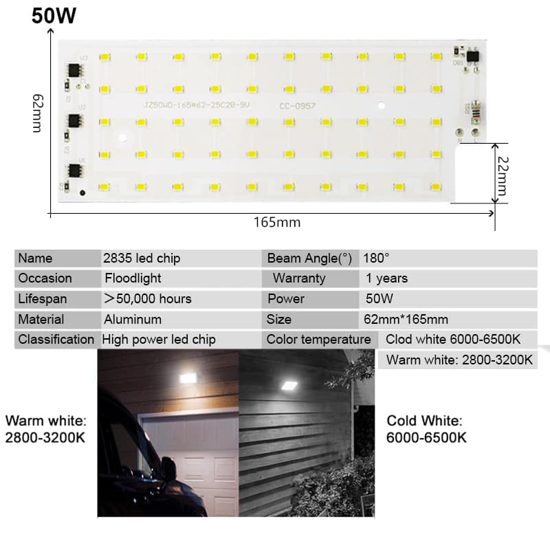 50W puce LED AC 220V LED projecteur SMD 2835 lampe à LED perles projecteur pour projecteur lampadair