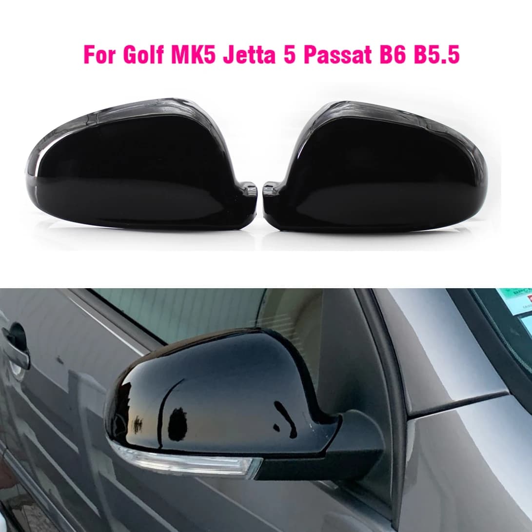 Couvercle de rétroviseur latéral en fibre de carbone pour VW Golf MK5 GTI Jetta 5 (noir brillant), P