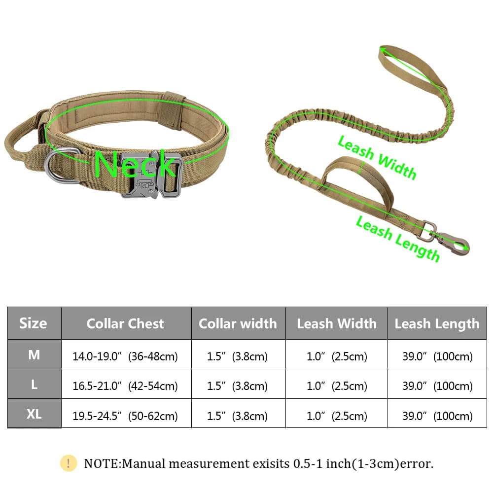 Collier tactique militaire pour chien solide, laisse élastique pour animaux de compagnie, colliers d