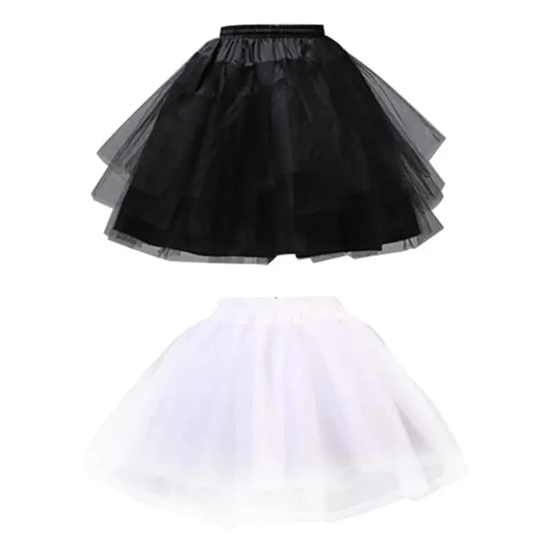 Jupon court en Tulle pour femmes et filles, Double couche, couleur unie, ceinture élastique, ligne A
