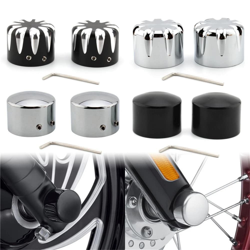Couvercles d'écrou d'essieu avant de moto, 2 pièces, capuchons en aluminium noir/Chrome pour Harley 
