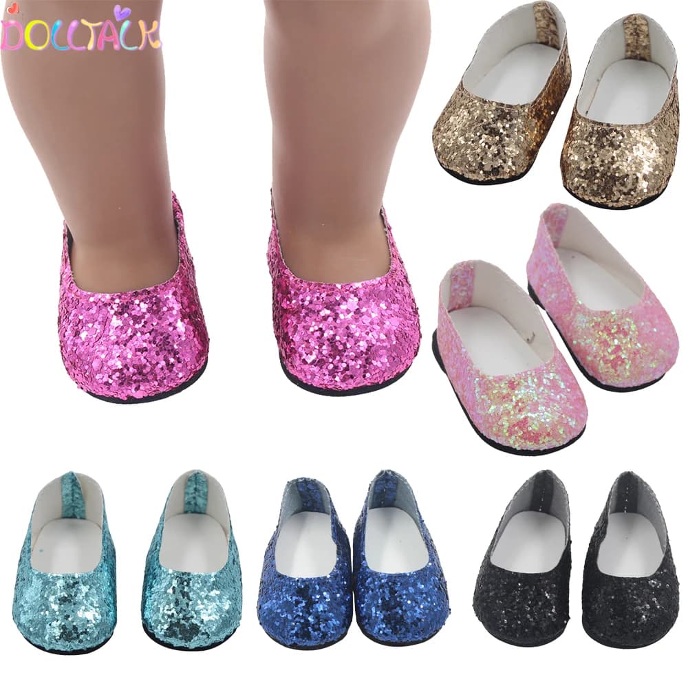 Chaussures de poupée simples et bon marché de 7cm, bottes faites à la main pour bébé américain de 18