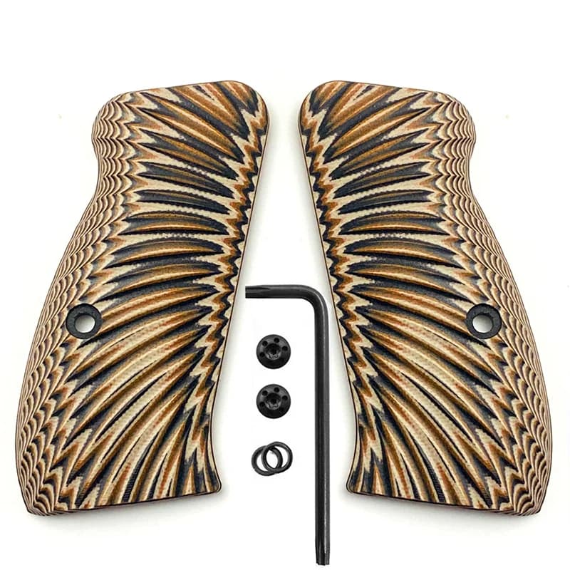 1 paire de poignées Sunburst personnalisées G10 CZ75 pour CZ 75/85 Compact,CZ P-01,P100,C100,T100,PC