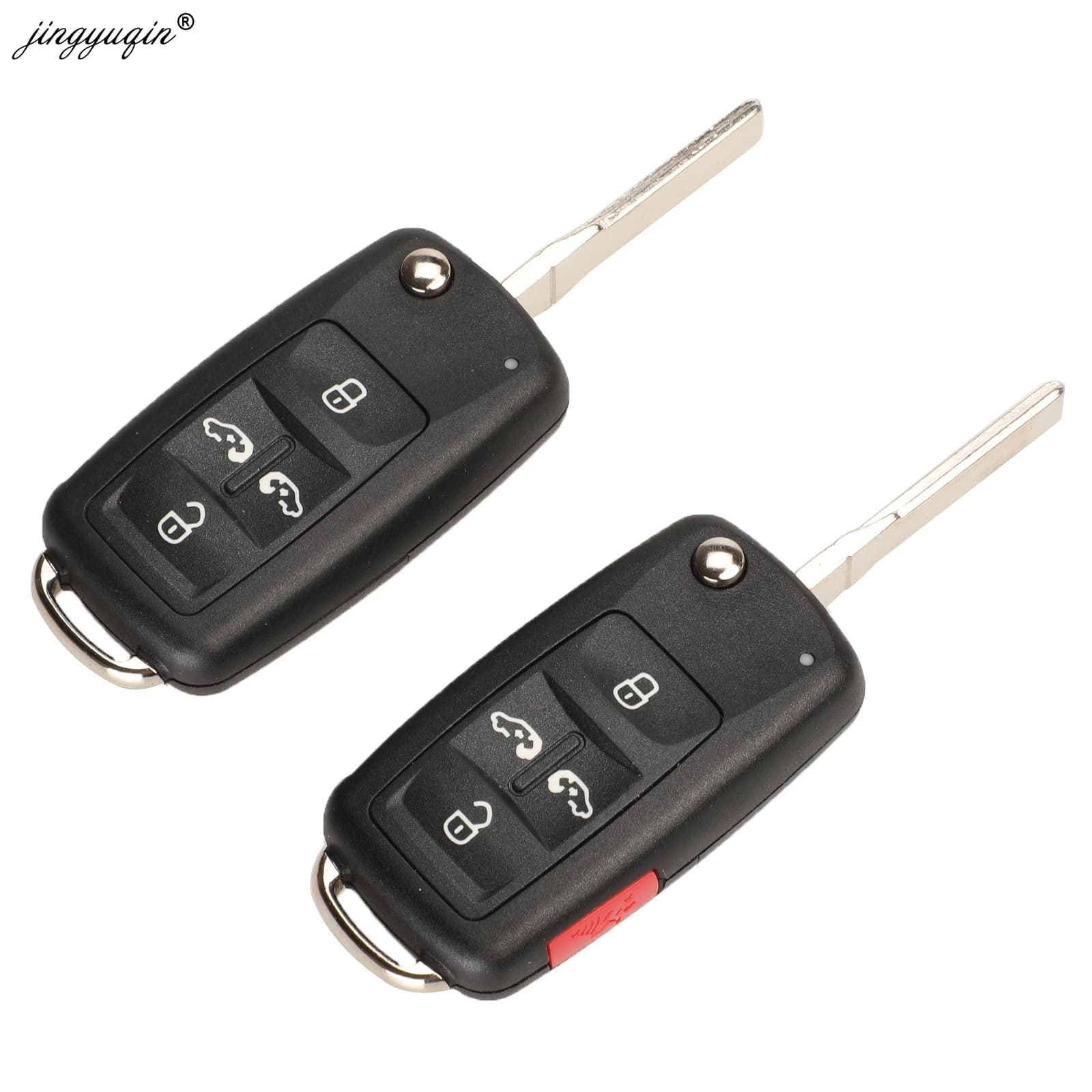Jingyuqin 10 pièces 2/3/4 bouton pliant coque de clé à distance pour VW Tiguan Golf Sagitar Polo MK6
