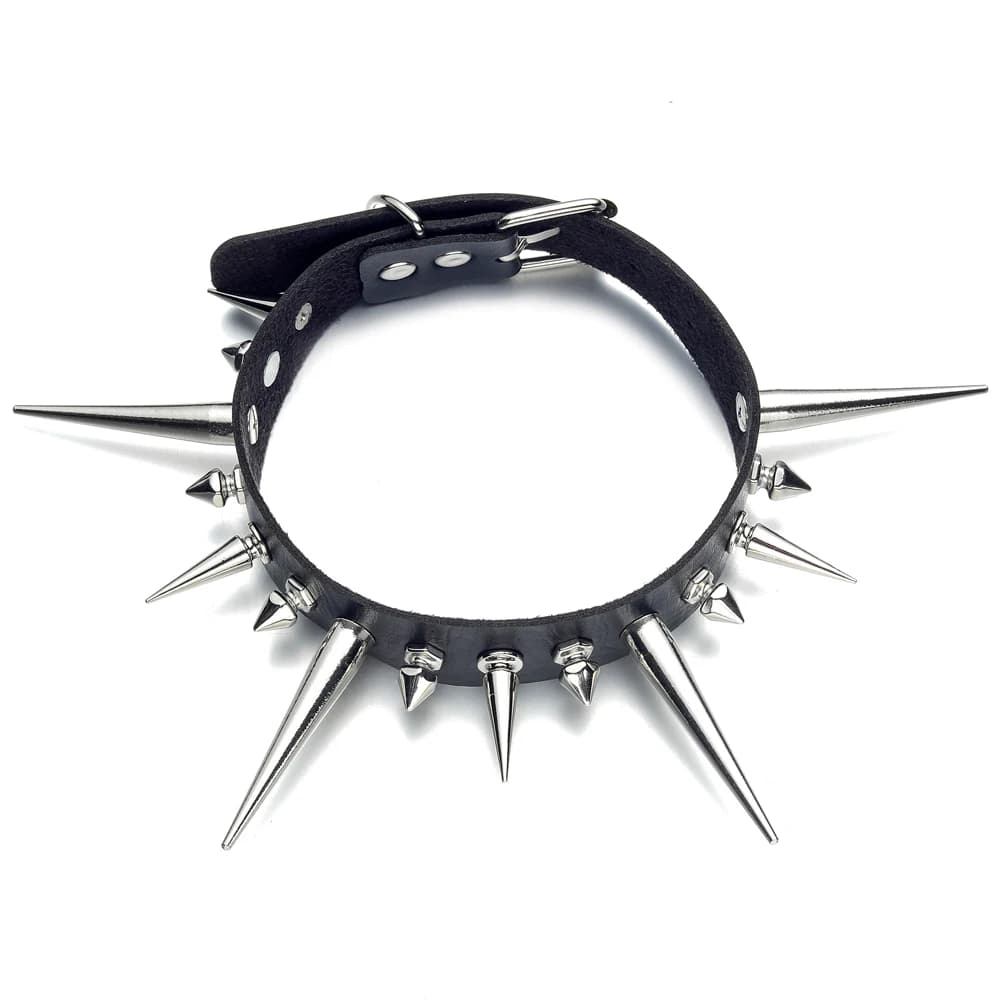 Collier ras du cou Punk en Faux cuir pour femmes et hommes, longs Rivets cloutés, Style gothique, ac