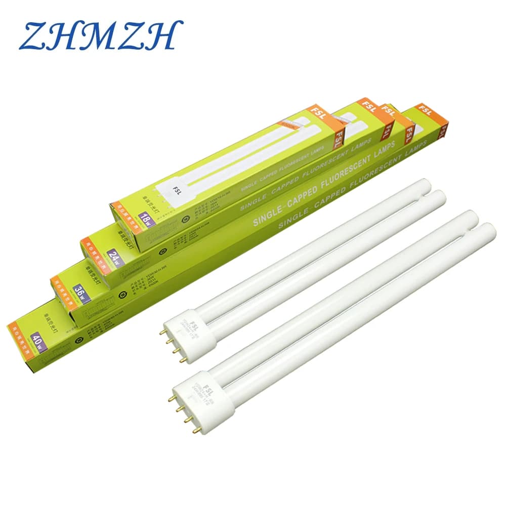 ZHMZH 18W 24W 36W 40W 55W lampe fluorescente 4 broches double Tube Base de lumière à économie d'éner