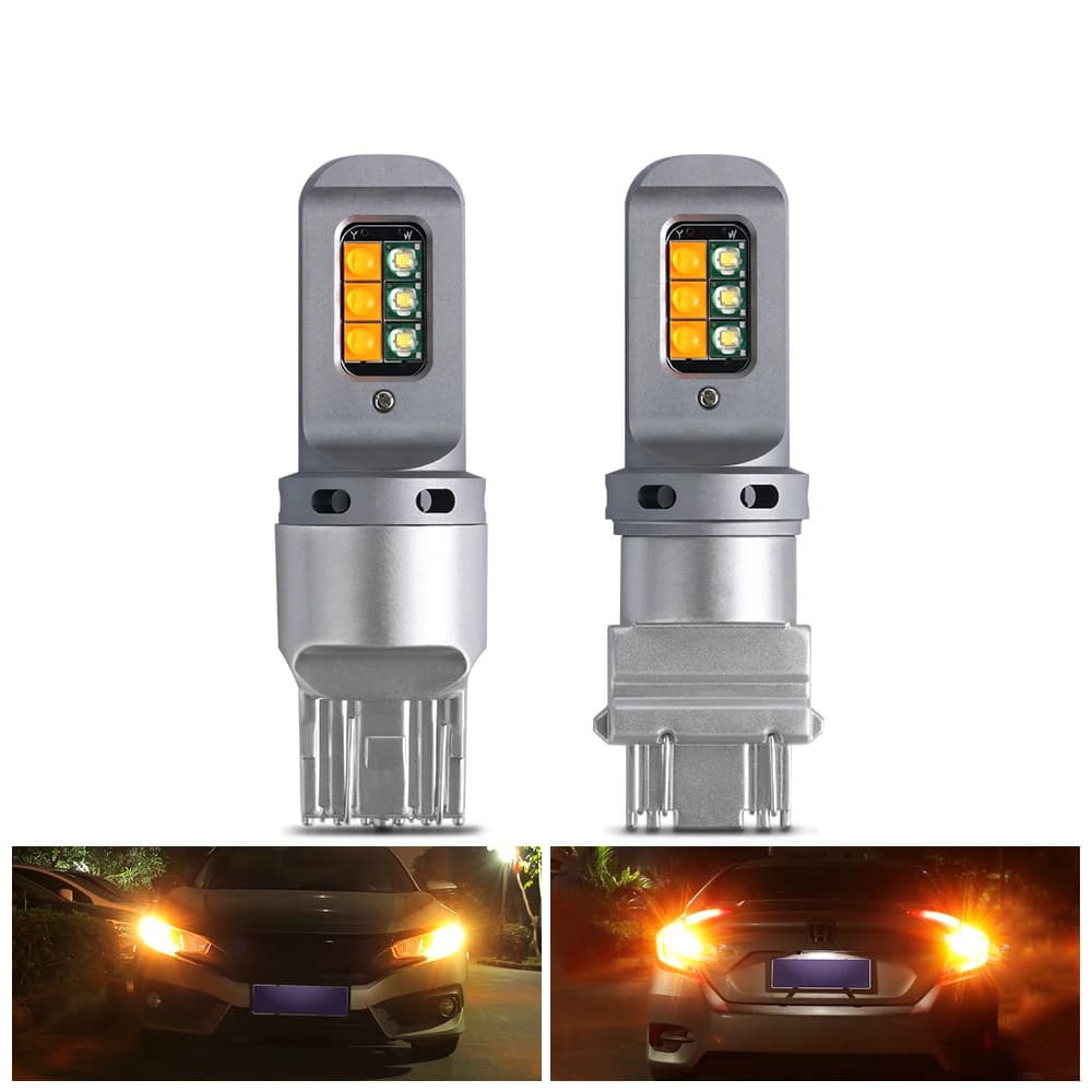 2 pièces lumières Led de voiture bicolore 1157 BAY15D P21/5W deux couleurs Canbus voiture DRL cligno