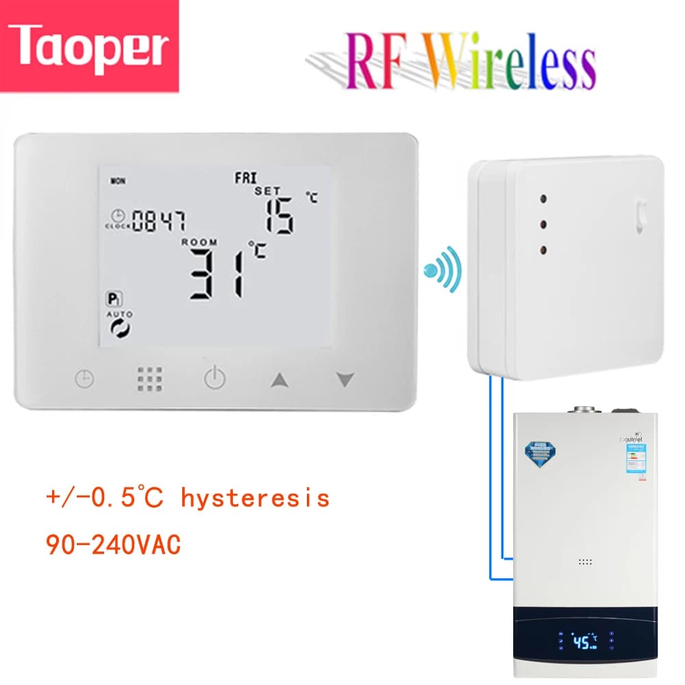Thermostat de pièce sans fil RF, régulateur de température programmable intelligent, bomicrophone à 
