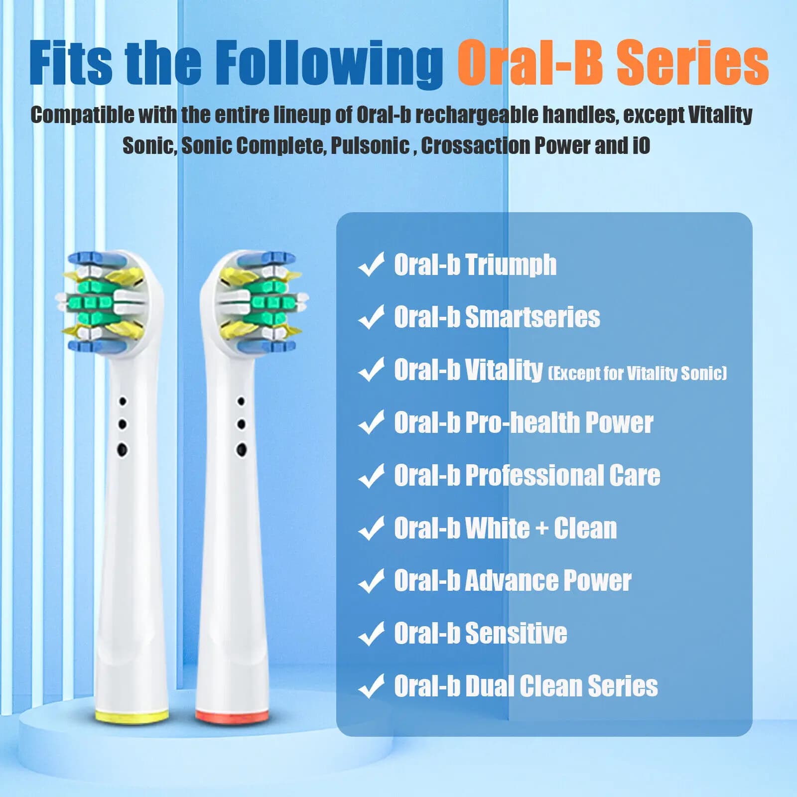 Têtes de brosse de rechange pour modèles de brosse à dents Oral b Braun Floss Action Pro7000 Pro 100