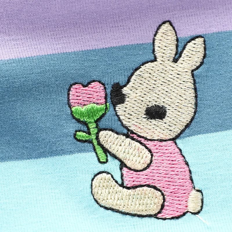 Robe d'été pour filles, jolie robe de princesse à manches courtes, lapin de dessin animé brodé, band