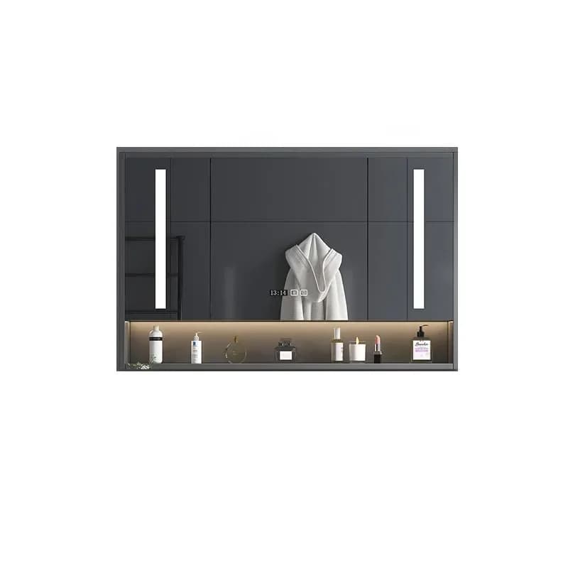 Armoire de salle de bain légère et luxueuse en bois massif, lavabo pour mains intégrées, miroir Inte