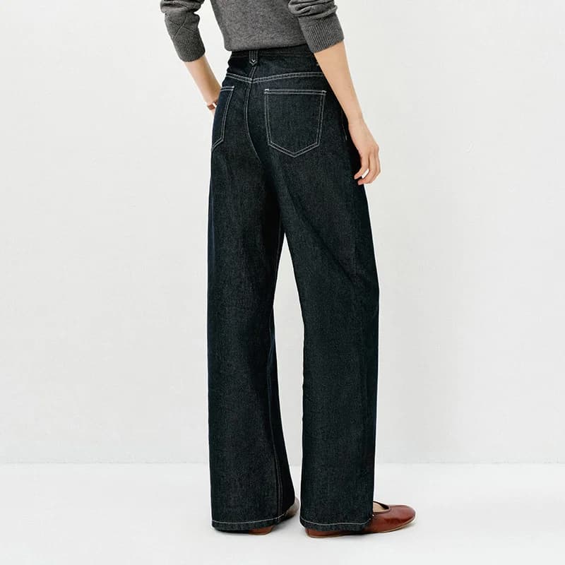Semir rétro jean femmes 2026 printemps Lyocell mélange jambe large longueur de plancher hanche couvr