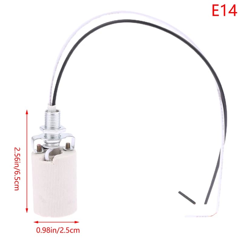 Douille ronde pour base d'ampoule avec câble, support de lampe à vis en céramique domestique E14, ad