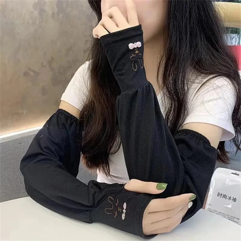 Manchons de Protection solaire en soie glacée pour femmes, Protection UV pour la conduite en plein a