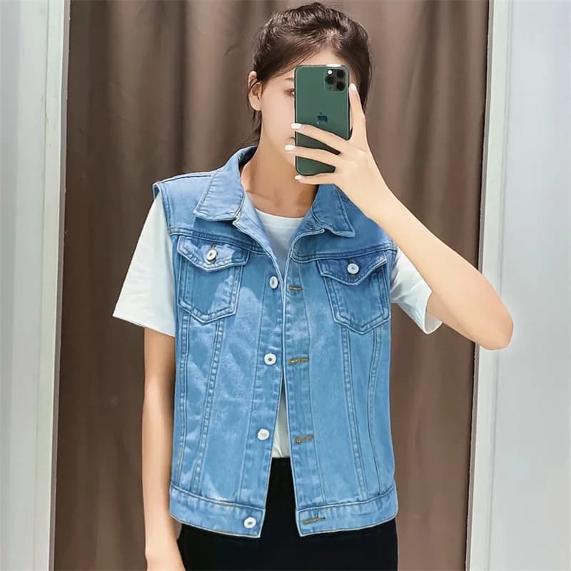Gilet en Jean Surdimensionné pour Femme, Veste Décontractée, 6XL, Printemps Été