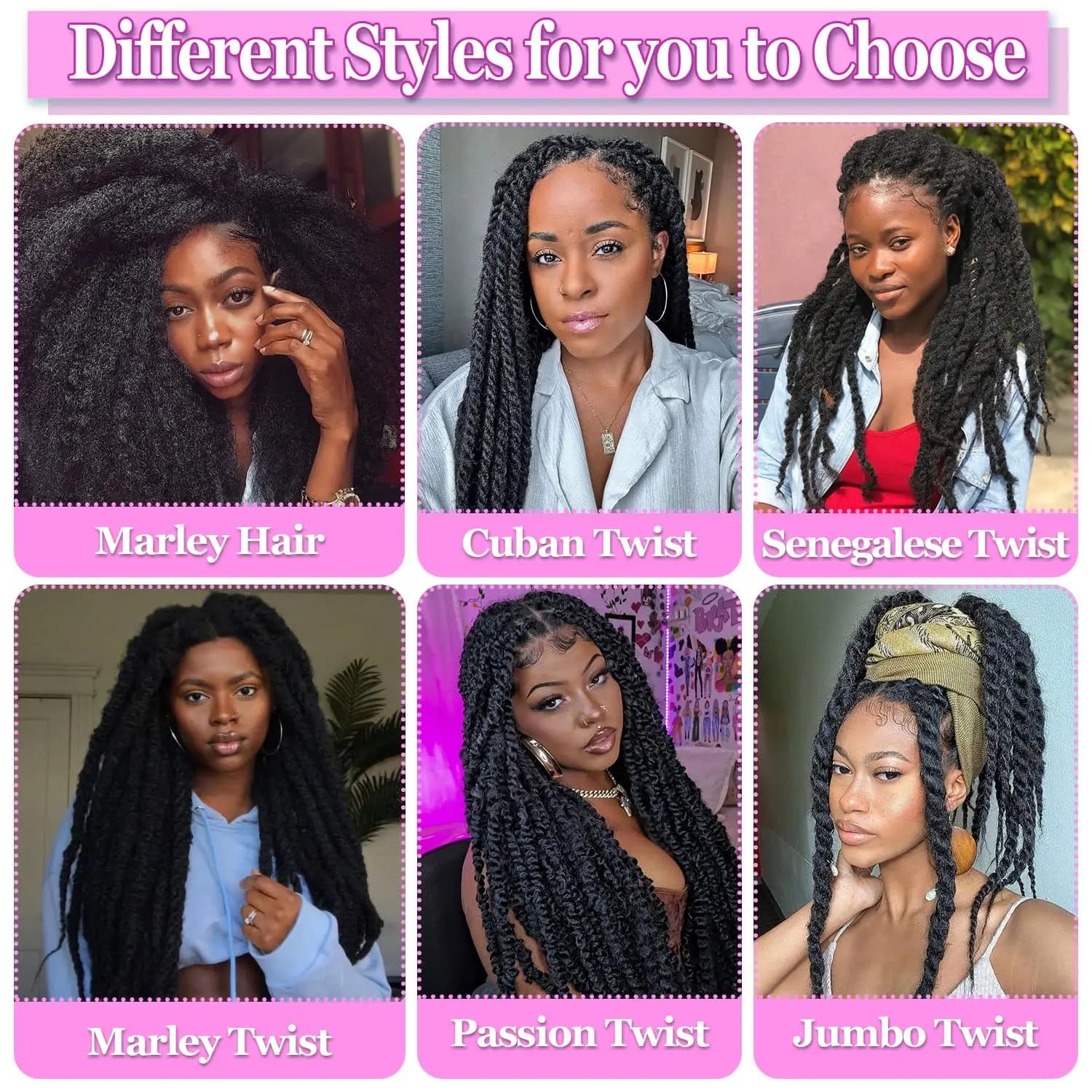Cheveux synthétiques Marley Twist pour tresses – 18 pouces, doux, pour tresses Marley Twist, 1/3/8 p