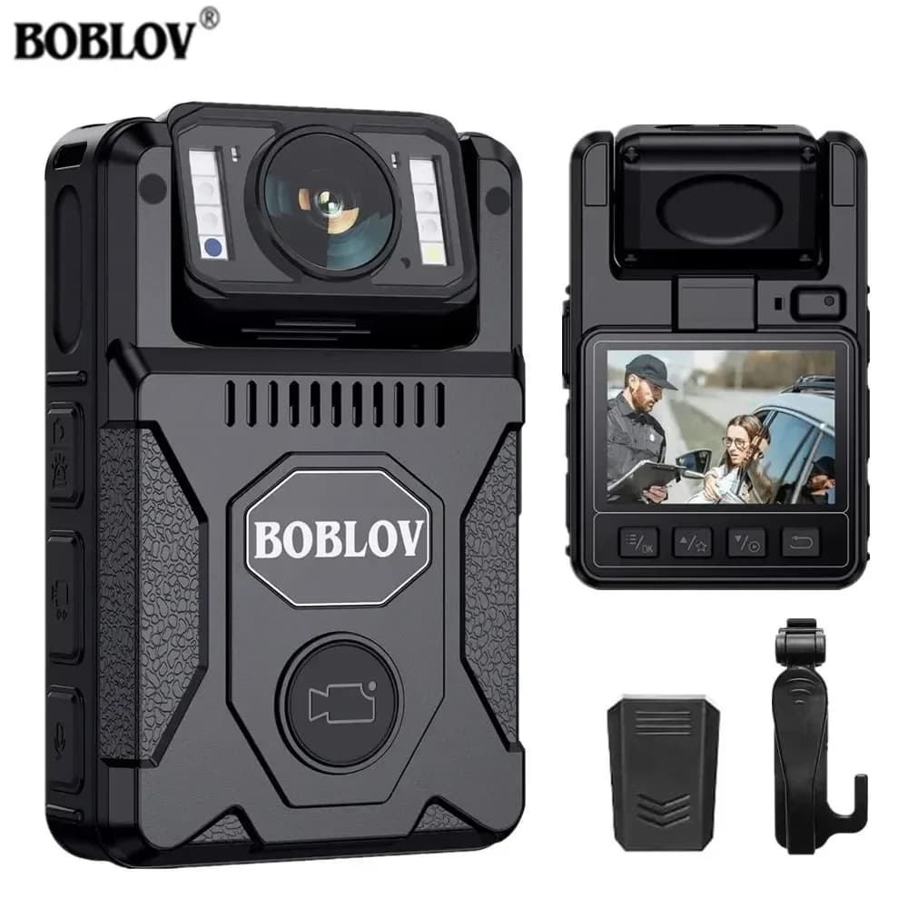 Caméra corporelle BOBLOV M7 1080P Full HD 128 Go 4000 mAh |   Bodycam de police avec GPS et 180 °   