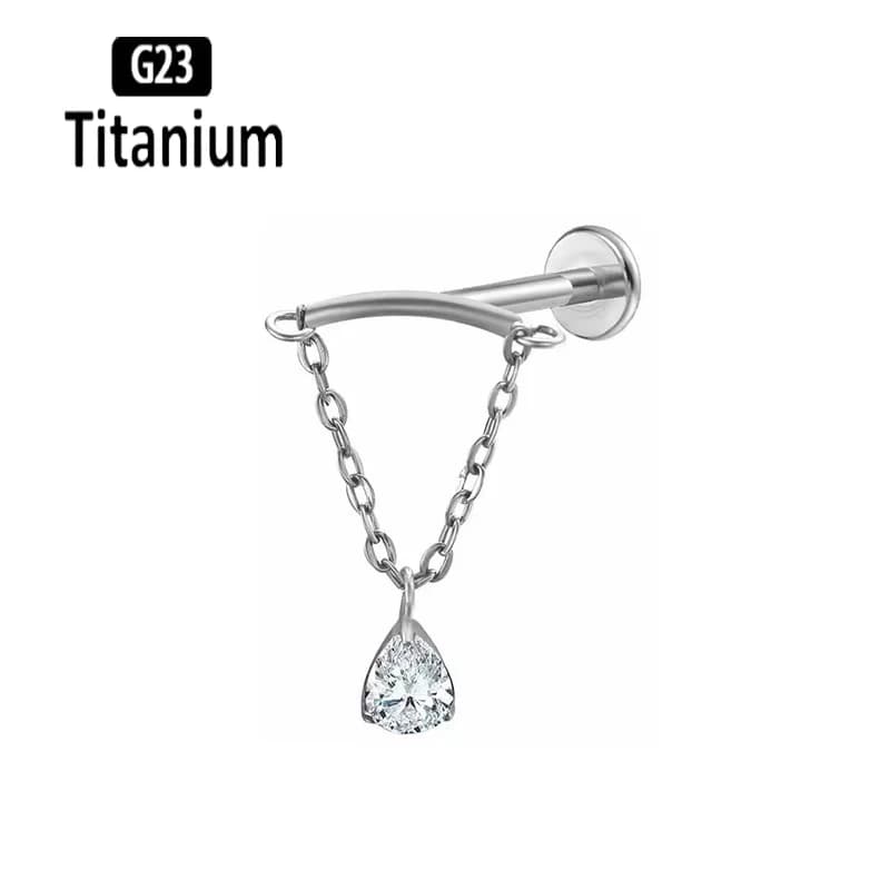 G23 titane caché chaîne incurvée Marquise CZ drapé filetage interne Cartilage Helix goujons boucles 