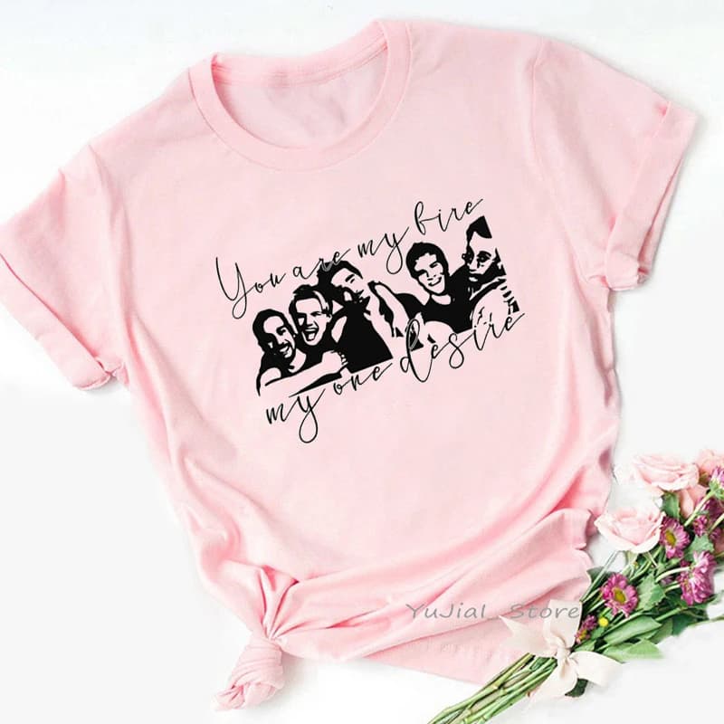 Vintage gris T-Shirt femmes vêtements Backstreet garçons monde graphique imprimé T-Shirt Femme Hip H