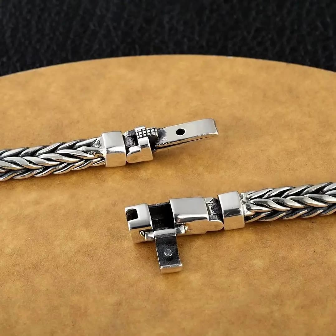 100% S925 argent Sterling tissé à la main rétro Style dominateur personnalité quille homme femme pur