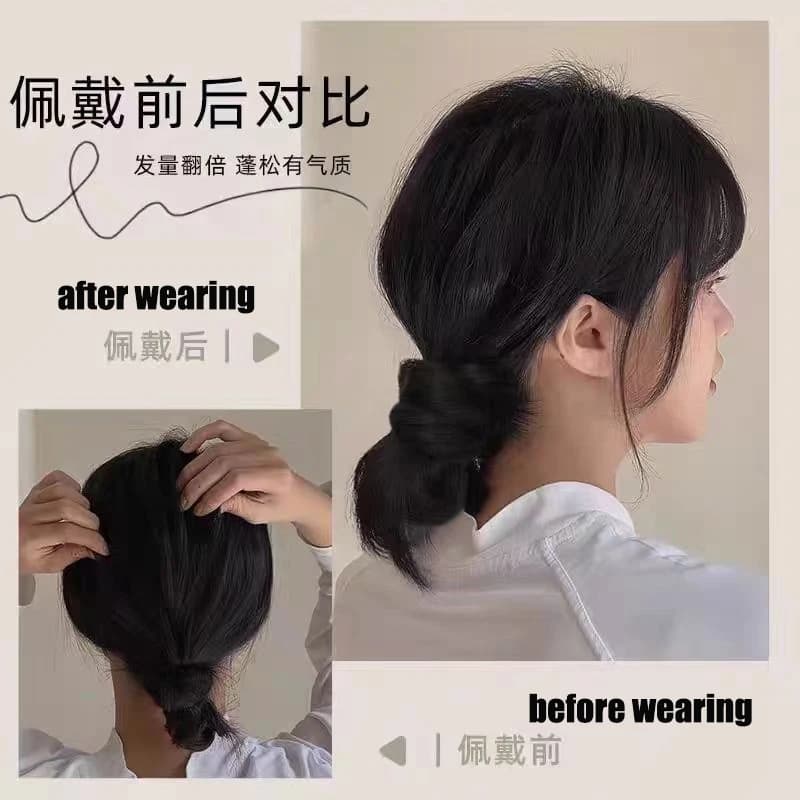 Perruque boule d'enroulement en Fiber synthétique, anneau de cheveux, chignon naturel moelleux, Volu