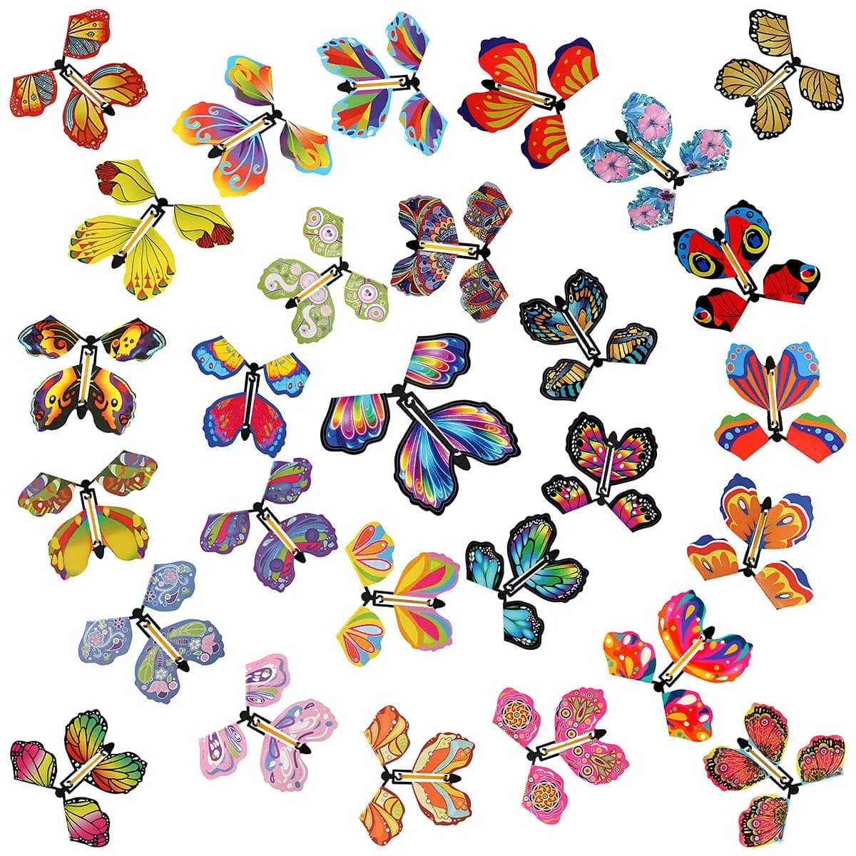 Jouet à remonter papillon volant magique dans le ciel, 10 pièces, cartes alimentées avec bande de ca